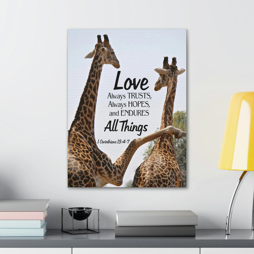 Scripture Walls Giraffe 1 Corinthians 13:6 Bible Verse Canvas Ready to Hang